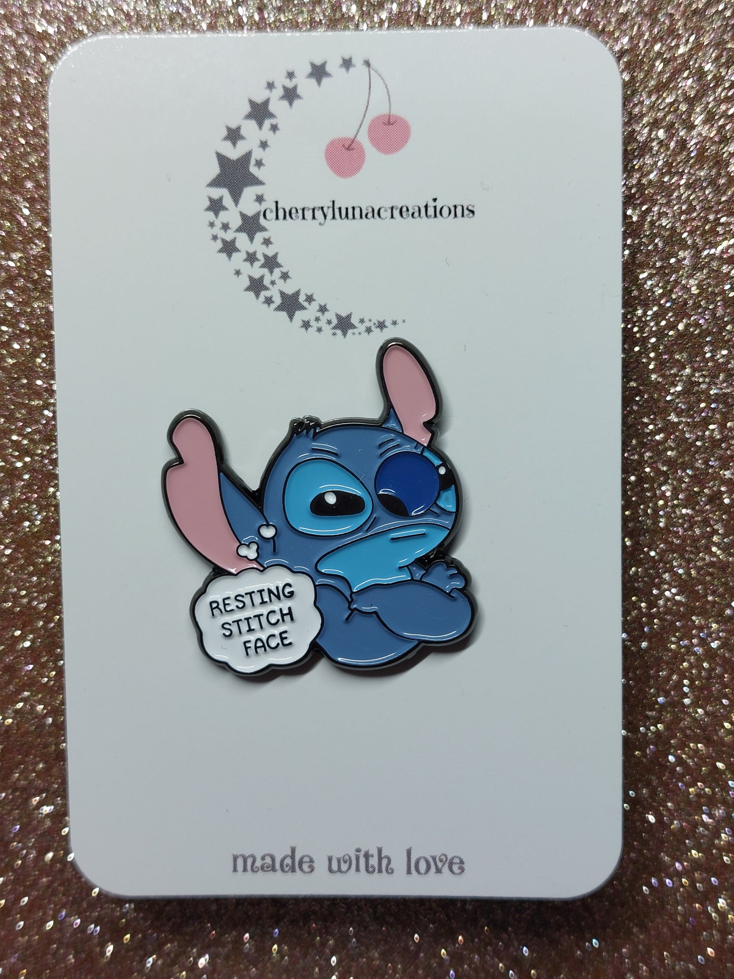 Resting Stitch Face Enamel Pin Badge
