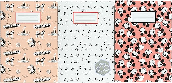 Disney Mickey 100th Anniversary Pack Of 3 A5 Notebooks