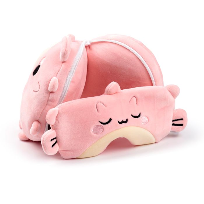 Relaxeazzz Adoramals Puff the Puffer Fish Plush Travel Pillow & Eye Mask