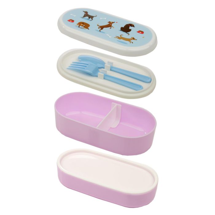 Catch Patch Dog Stacked Bento Box Lunch Box with Cutlery