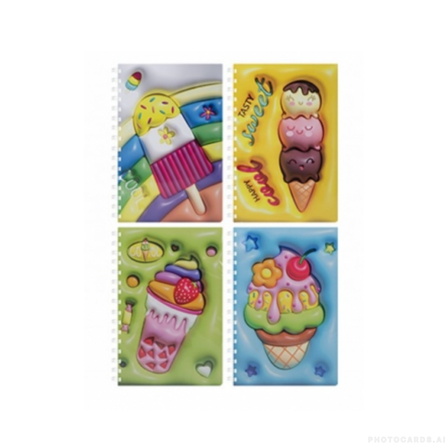 A5 Puffy Look Notebook Ice Cream Design