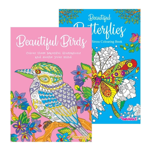 Beautiful Butterflies & Birds Colouring Books A4
