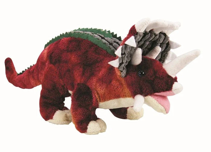 11" Red Triceratops Plush Dinosaur