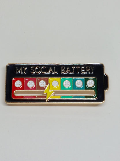Social Battery Enamel Badge