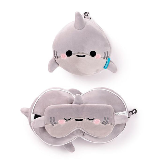 Relaxeazzz Adoramals Archie the Shark Plush Travel Pillow & Eye Mask