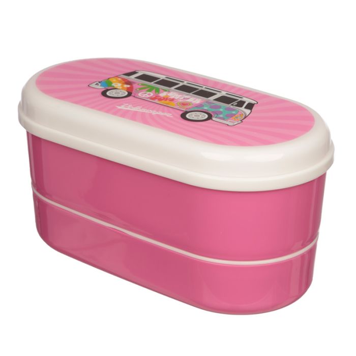 Volkswagen VW T1 Camper Bus Summer Stacked Bento Lunch Box with Cutlery