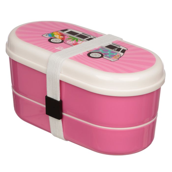 Volkswagen VW T1 Camper Bus Summer Stacked Bento Lunch Box with Cutlery