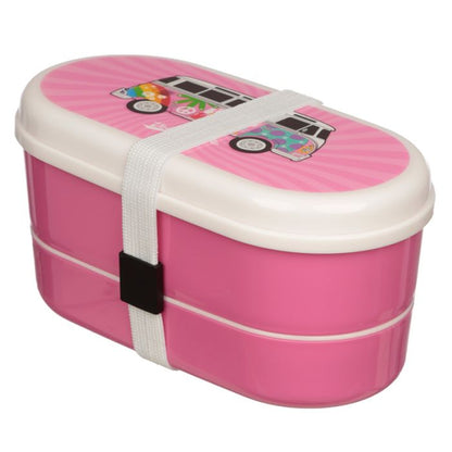 Volkswagen VW T1 Camper Bus Summer Stacked Bento Lunch Box with Cutlery