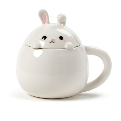 Rabbit Peeping Lid Ceramic Lidded Animal Mug