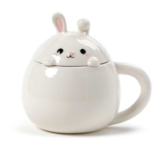 Rabbit Peeping Lid Ceramic Lidded Animal Mug