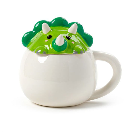 Adoramals Green Dinosaur Peeping Lid Ceramic Lidded Mug