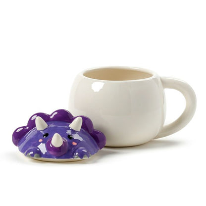 Adoramals Purple Dinosaur Peeping Lid Ceramic Lidded Animal Mug