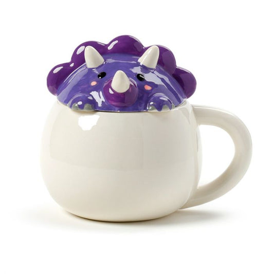 Adoramals Purple Dinosaur Peeping Lid Ceramic Lidded Animal Mug