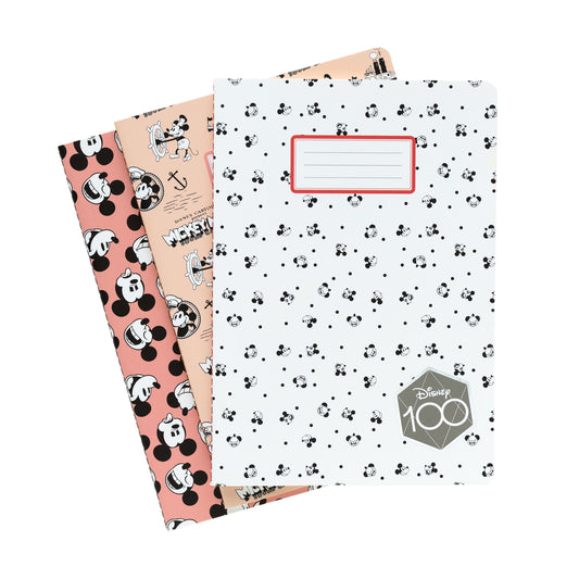 Disney Mickey 100th Anniversary  Pack Of 3 A5 Notebooks
