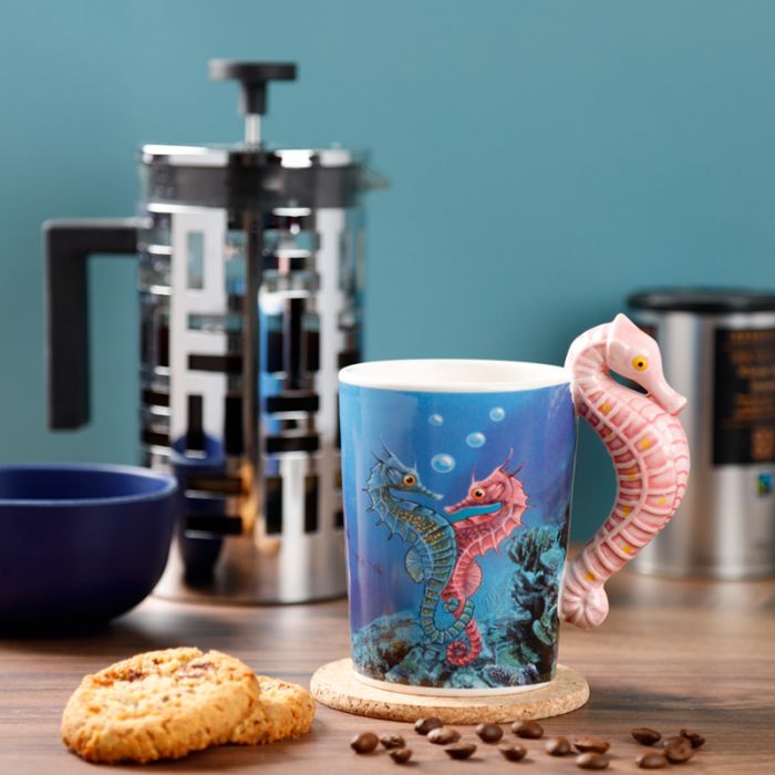 Lisa Parker Seahorse Ceramic Shaped Handle Mug