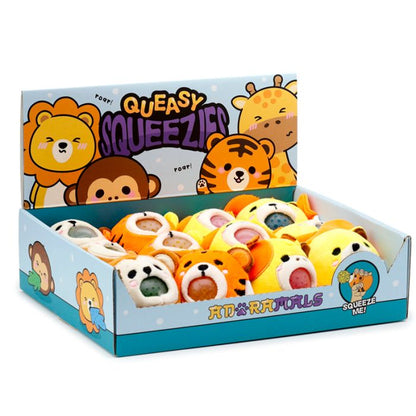 Queasy Squeezies Adoramals Jelly Plush  Lion, Giraffe, Monkey, Tiger