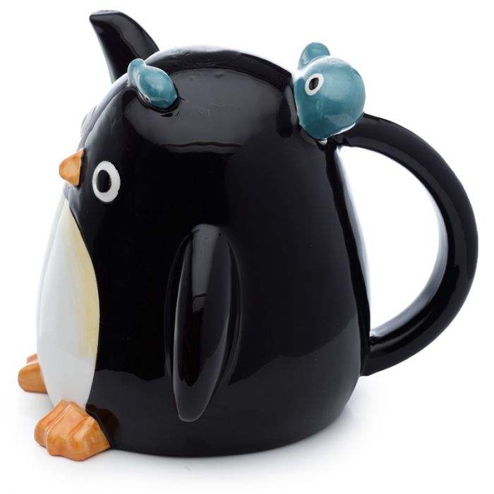 Huddle Penguin Upside Down Ceramic Shaped Mug