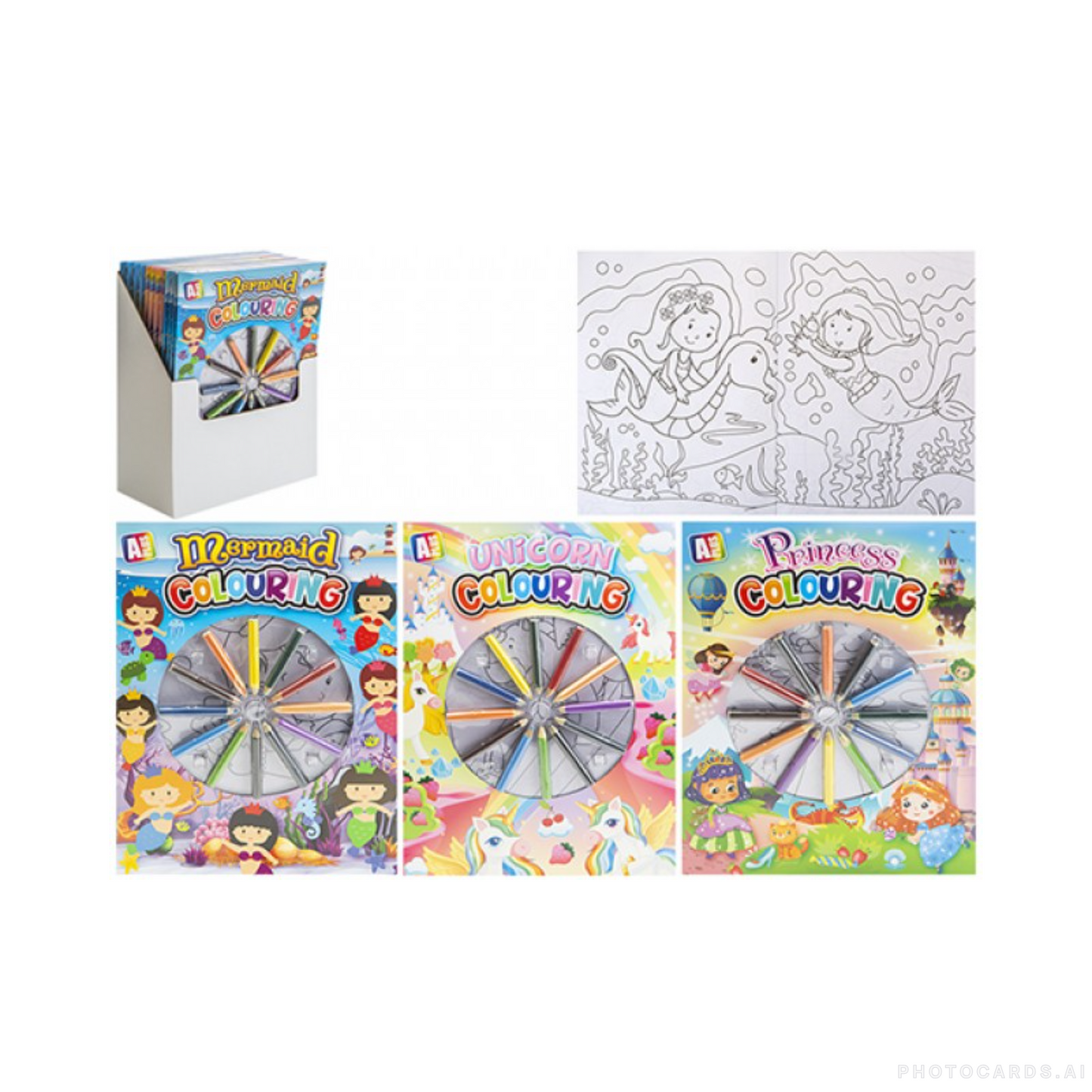 Girls A4 Colouring Book With Pencils 3 Assorted Designs