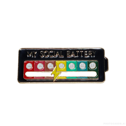 Social Battery Enamel Badge