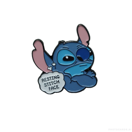 Resting Stitch Face Enamel Pin Badge