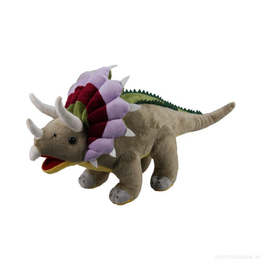 11"  Brown Triceratops Plush Dinosaur