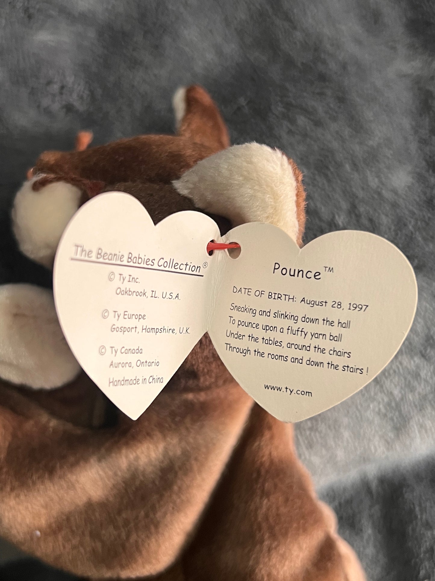 Ty Beanie Baby Pounce The Cat Vintage ( Pre Loved )